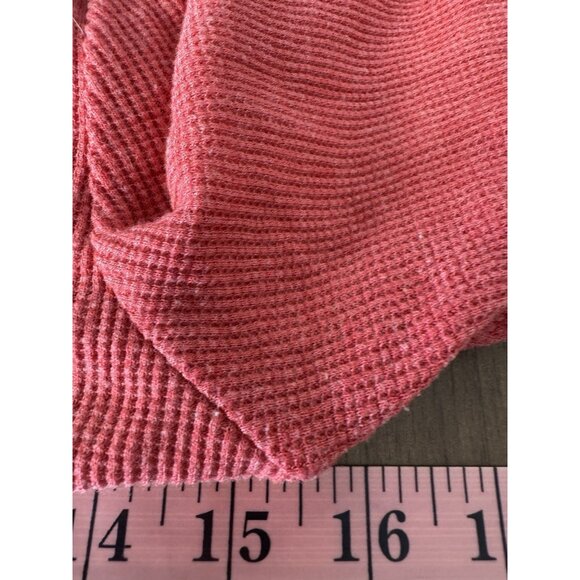 Women Small Thermal Henley Top Waffle Knit Y2K Retro 90s Vibes Fitted Minimalist - Picture 6 of 7